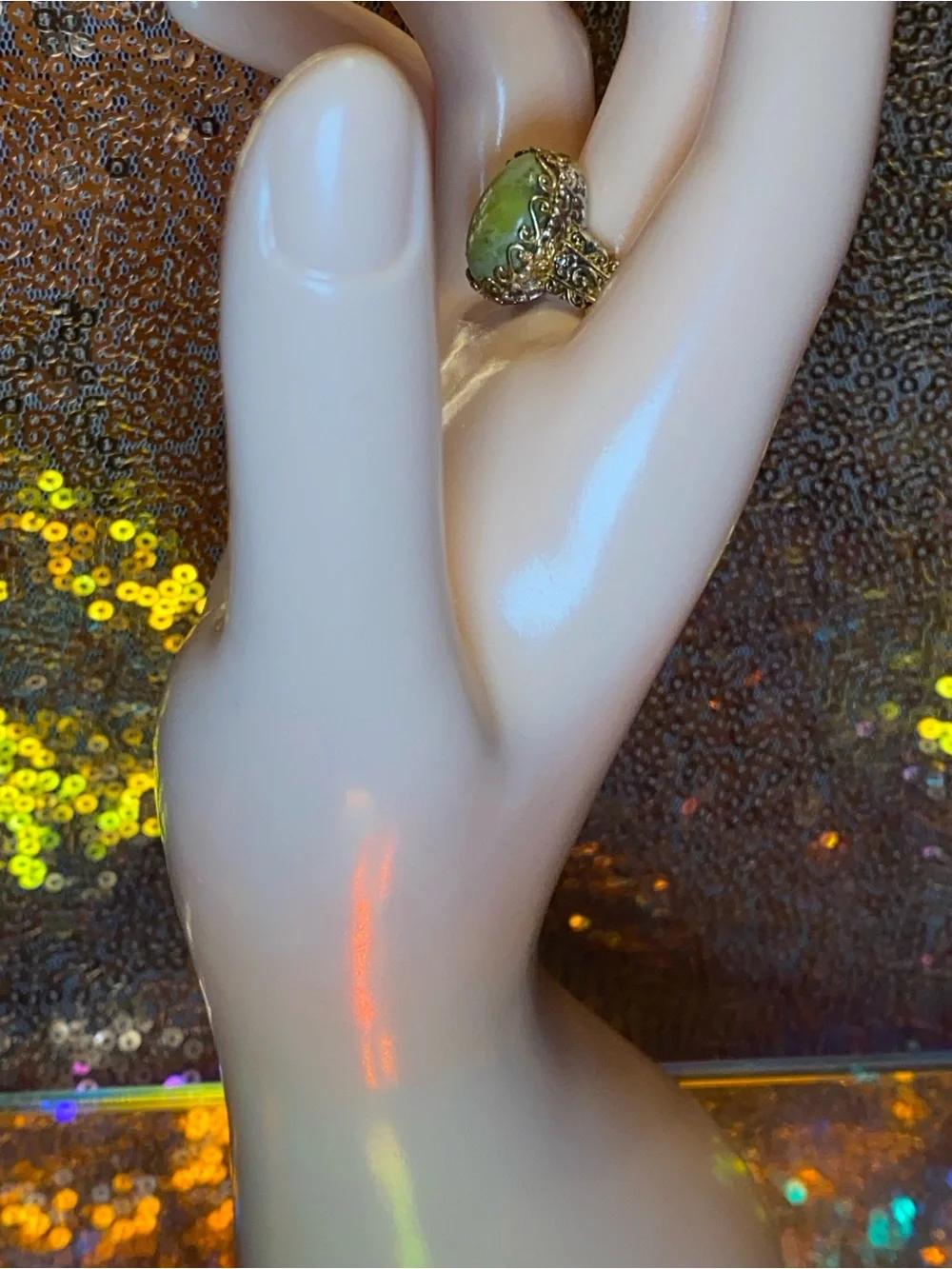 EverTrue Connemara Marble Celtic Filigree Ring 6.35ctw Size 10 NWT